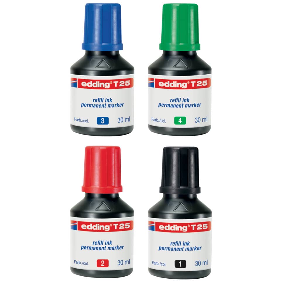 Inchiostro permanente per ricarica edding T 25 blu - 30 ml 4-T25003