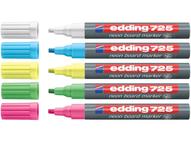 Marcatore Neon per lavagne edding 725 punta scalpello 2-5 mm bianco 4-725049