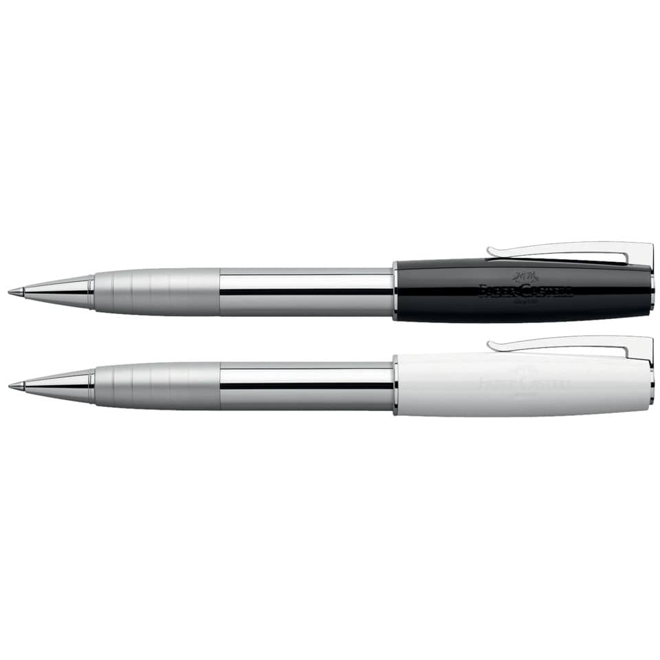 Penna Roller Faber-Castell Loom Piano M finiture in resina lucida nera in elegante confezione regalo - 149255