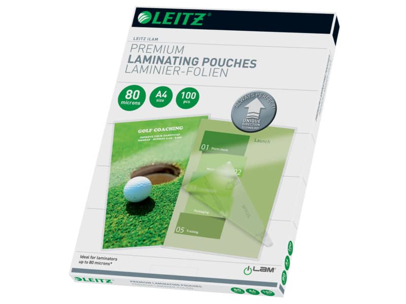 Pouches per plastificatrici Leitz iLam con UDT 2x80 µm in EVA A4 21,6x30,3 cm Conf. 100 pezzi - 74780000