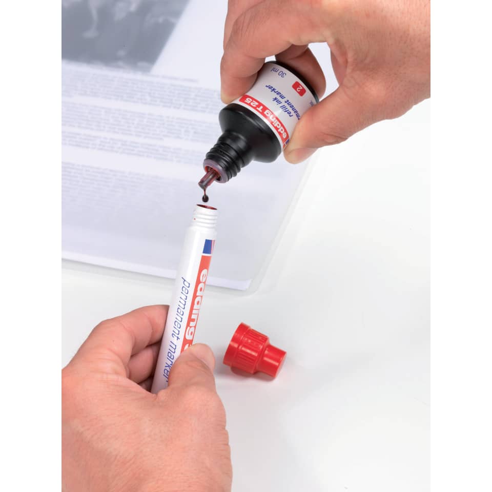 Inchiostro permanente per ricarica edding T 25 rosso - 30 ml 4-T25002