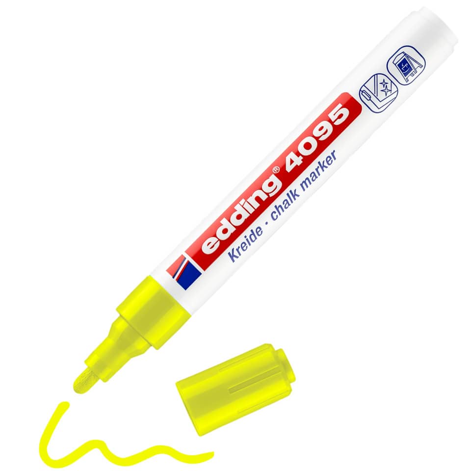Marcatore a gesso liquido edding 4095 punta conica 2-3 mm giallo fluorescente 4-4095065