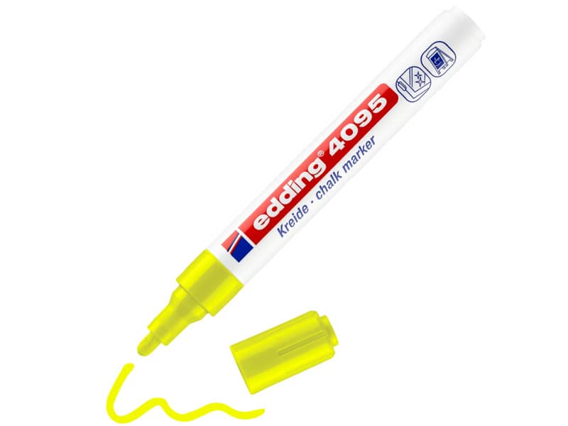 Marcatore a gesso liquido edding 4095 punta conica 2-3 mm giallo fluorescente 4-4095065