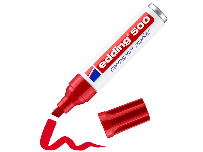 Marcatore permanente edding 500 punta scalpello 2-7 mm rosso 4-500002