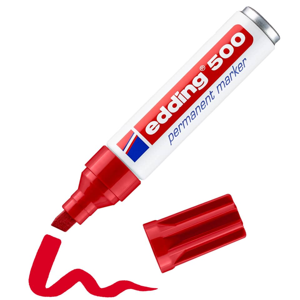 Marcatore permanente edding 500 punta scalpello 2-7 mm rosso 4-500002