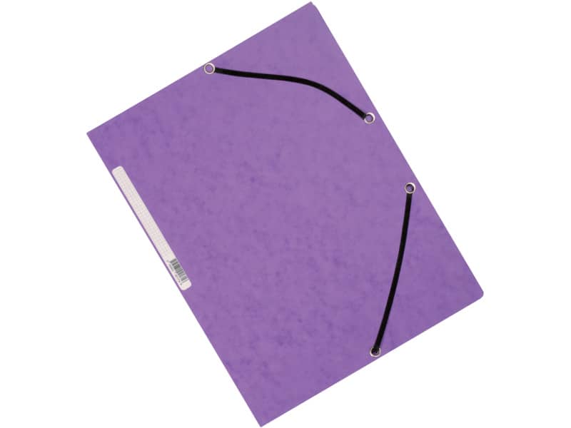 Cartellina a 3 lembi con elastico Q-Connect 24,3x32 cm cartoncino manilla 375 g/m² viola - KF02171