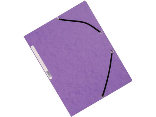 Cartellina a 3 lembi con elastico Q-Connect 24,3x32 cm cartoncino manilla 375 g/m² viola - KF02171