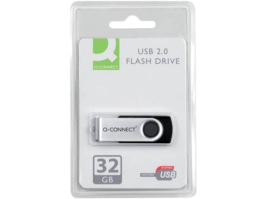 Chiavetta USB Q-Connect High Speed 2.0 nero 32 GB con cappuccio di protezione KF76970