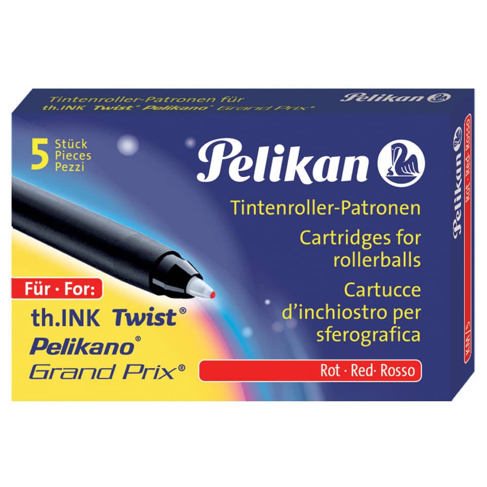 Cartucce di inchiostro Pelikan km/5 con punta roller rosso astuccio da 5 - 946491