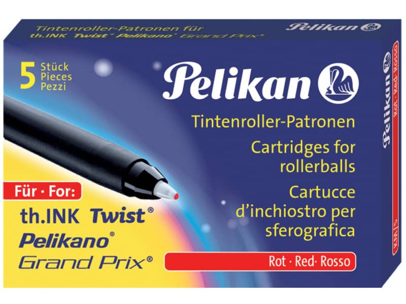 Cartucce di inchiostro Pelikan km/5 con punta roller rosso astuccio da 5 - 946491