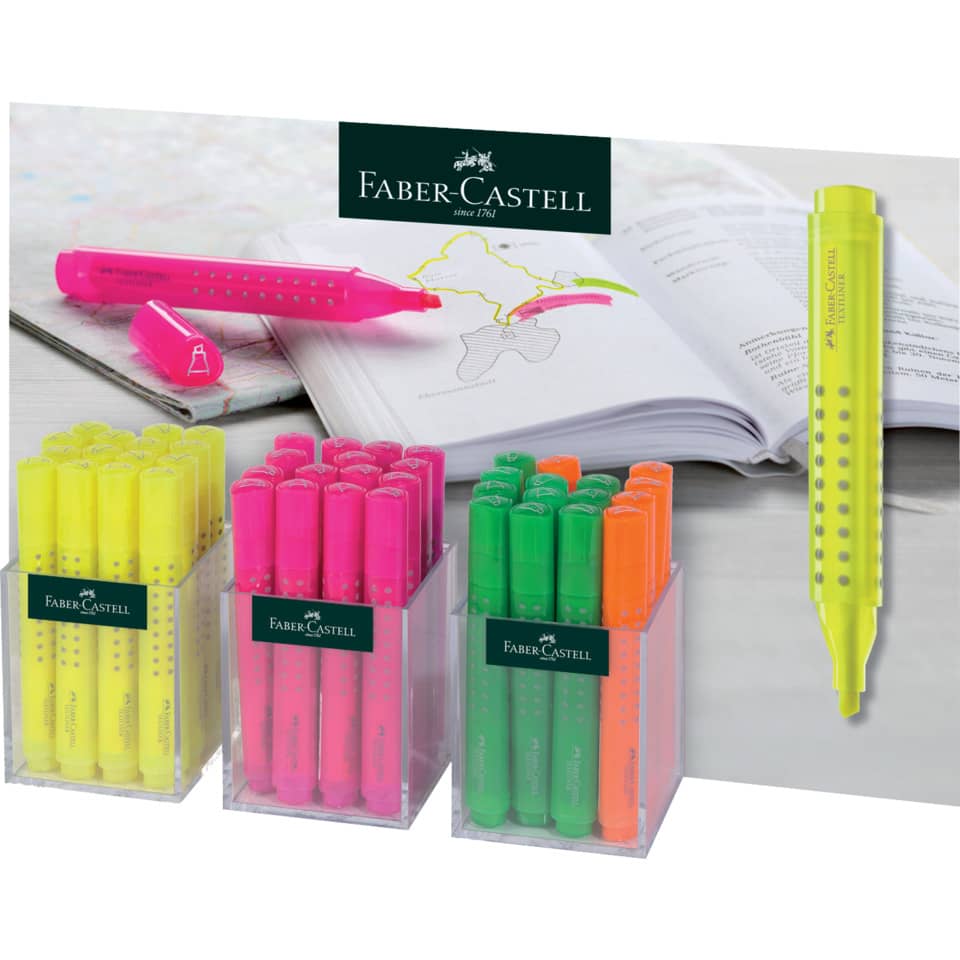 Evidenziatori Faber-Castell Grip 1543 1-2-5 mm assortiti 4 colori conf. 4 pezzi - 154304