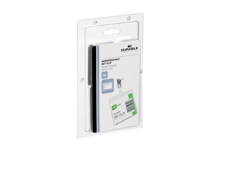 Portanomi DURABLE tasca chiusa con clip inserto 60x90mm conf. 5 - 860319