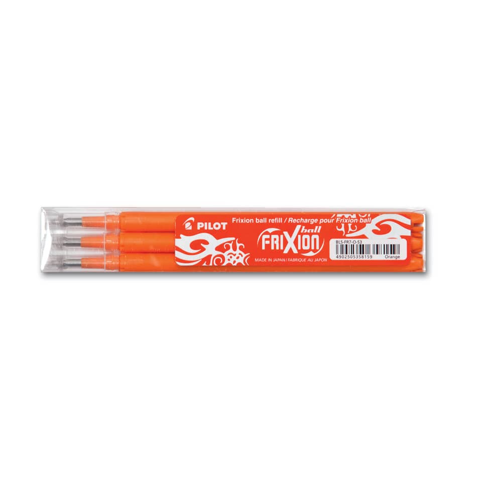 Refill penne a sfera Pilot Frixion Ball e Clicker 0,7 mm arancio Set 3 pezzi - 006647