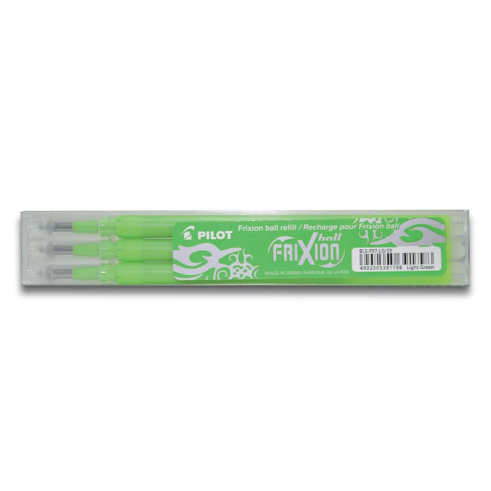 Refill penne a sfera Pilot Frixion Ball e Clicker 0,7 mm verde chiaro Set 3 pezzi - 006608