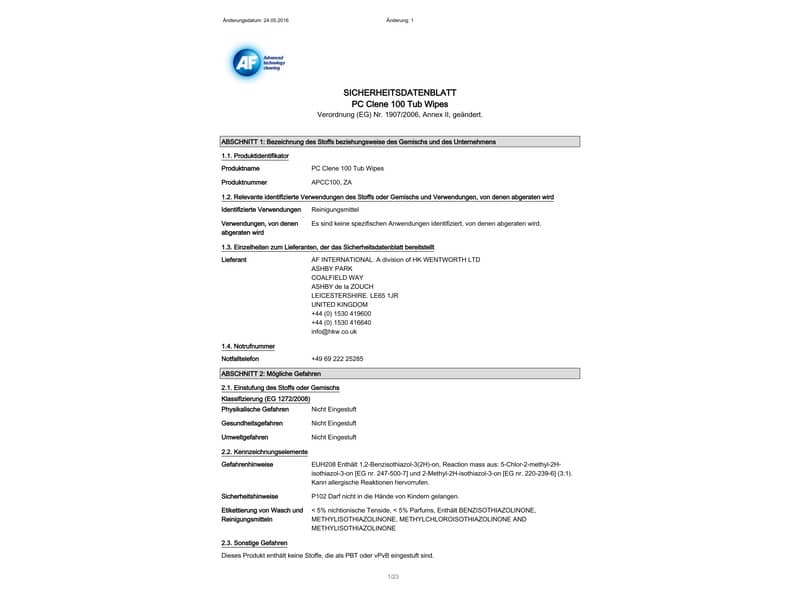 Salviette detergenti AF International PC-Clene barattolo da 100 - APCC100