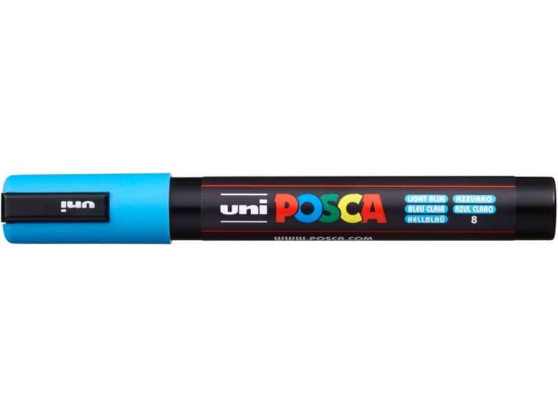 Marcatore a tempera POSCA Uni-Ball punta tonda 1,8-2,5 mm azzurro M PC5M AZ