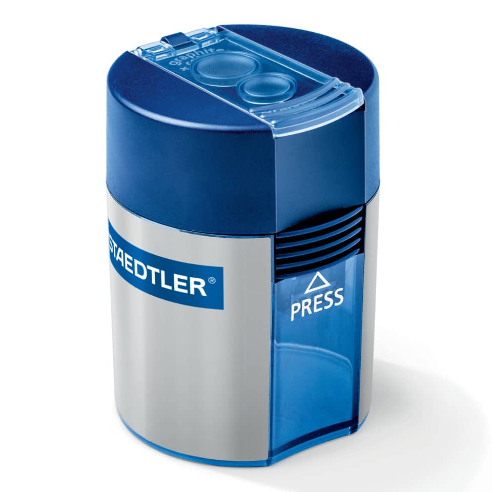 Temperamatite con contenitore Staedtler Noris a 2 fori 512 001 grigio-blu 512 001