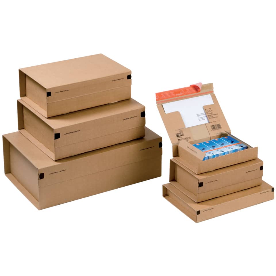 Scatola con tasca interna ColomPac in cartone ondulato f.to 26,2x16,5x5 cm avana - 30000267