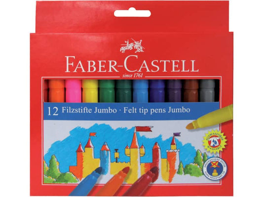 Pennarelli Faber-Castell CASTELLO Jumbo punta grossa 5 mm assortiti astuccio di cartone da 12 - 554312