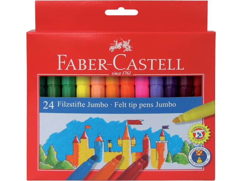 Pennarelli Faber-Castell CASTELLO Jumbo punta grossa 5 mm assortiti astuccio di cartone da 24 - 554324