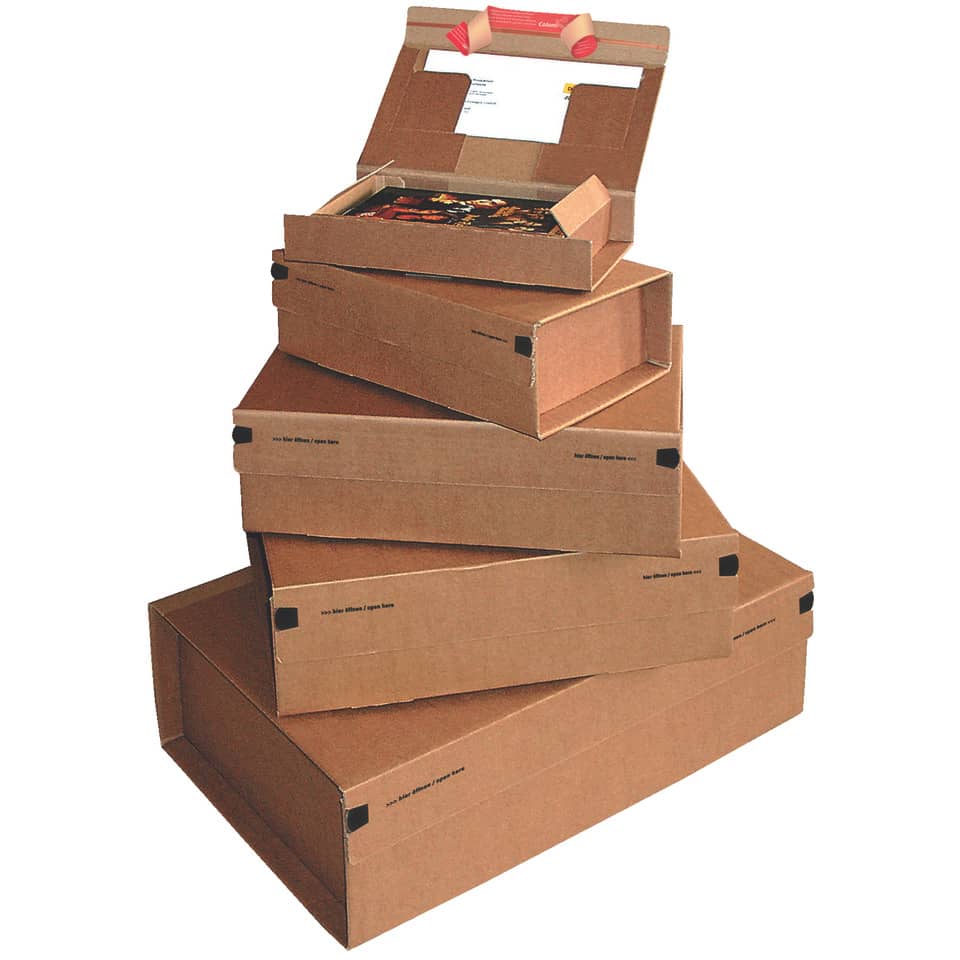 Scatola con tasca interna ColomPac in cartone ondulato f.to 36,5x23,5x12 cm avana - 30000273