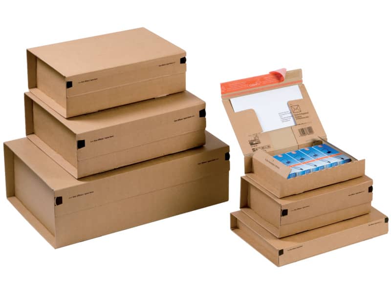 Scatola ColomPac in cartone ondul. - con tasca interna-form. est. 51,5x33,5x17 cm int. 46x31x16 avana -CP 067.07