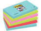 Foglietti riposizionabili Post-it® Super Sticky Miami 76x127mm assortiti conf. 6 blocch. da 90 ff - 655-6SS-MIA