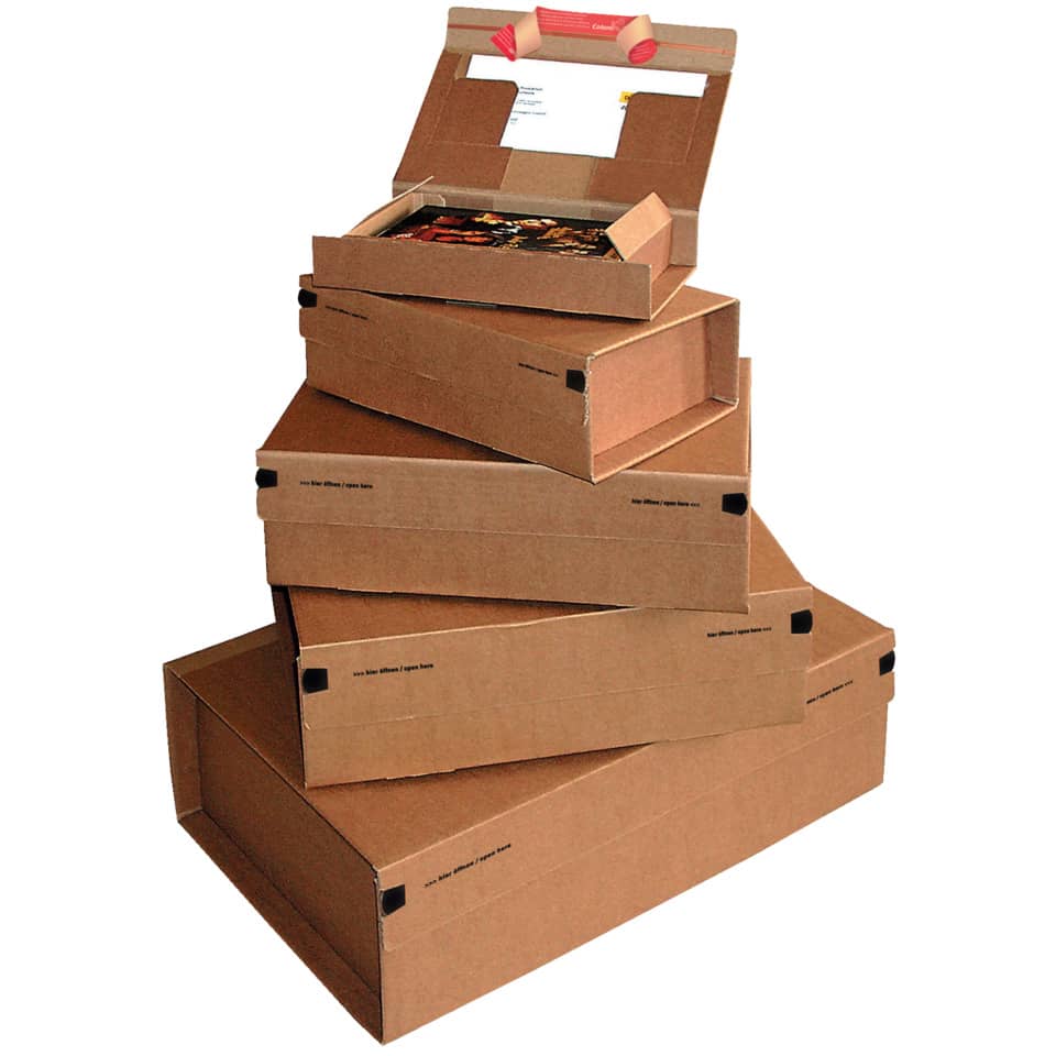 Scatola con tasca interna ColomPac in cartone ondulato f.to 38,5x31,5x13 cm avana - 30000274