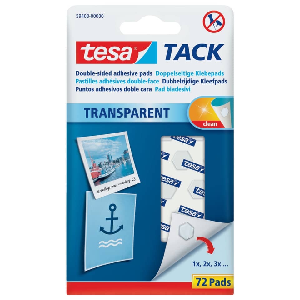 Pastiglie biadesive tesa TACK® Pads trasparenti 1 cm² trasparente conf. 72 pastiglie - 59408-00000-00