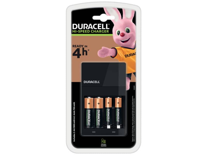 Caricabatterie Duracell Charger CEF 14 (4 ore) con 2 AA+2AAA Value DU101