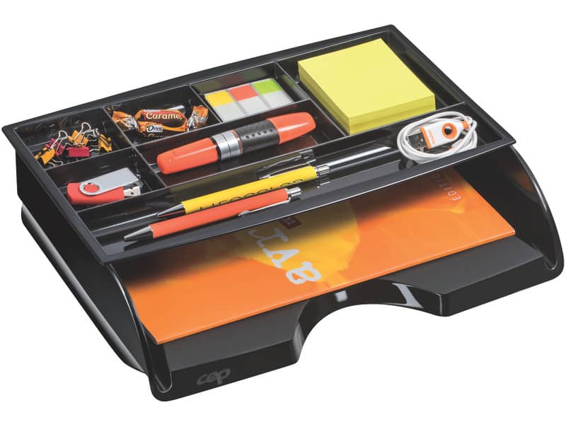 Organizer da cassetto CEP in polistirolo con 7 scomparti nero 34,4x16,8x2 cm - 1014940161