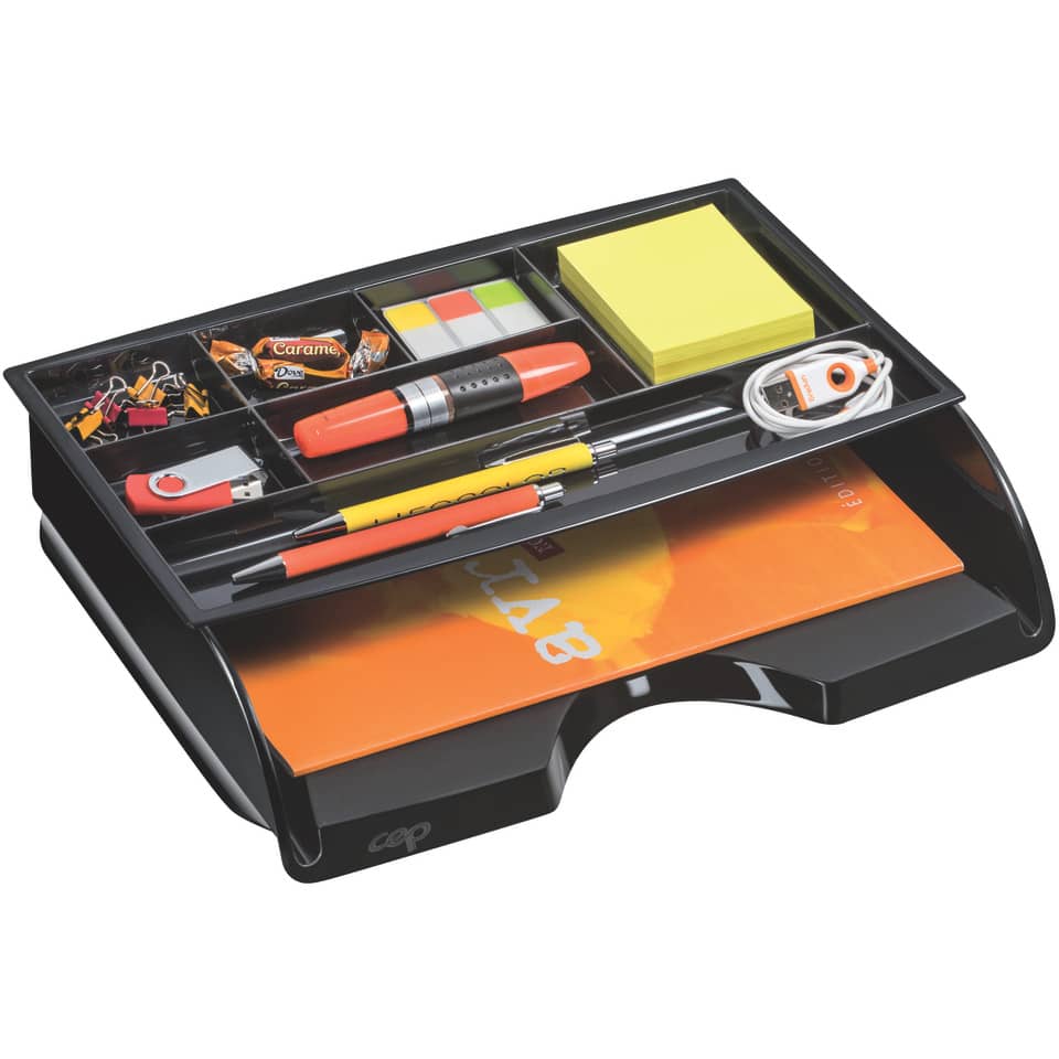 Organizer da cassetto CEP in polistirolo con 7 scomparti nero 34,4x16,8x2 cm - 1014940161