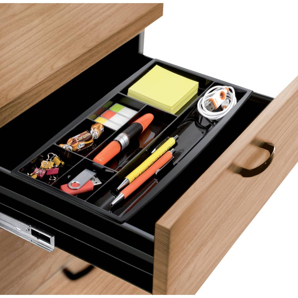 Organizer da cassetto CEP in polistirolo con 7 scomparti nero 34,4x16,8x2 cm - 1014940161