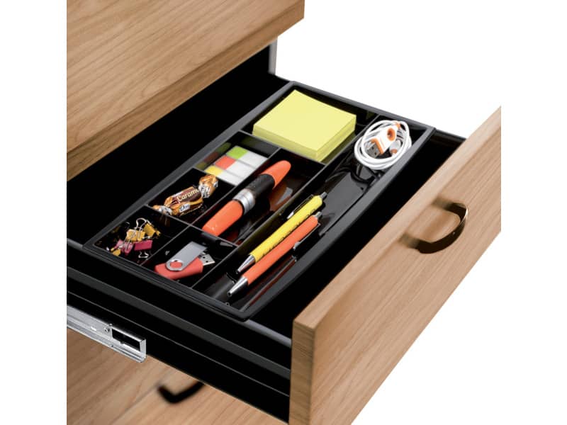 Organizer da cassetto CEP in polistirolo con 7 scomparti nero 34,4x16,8x2 cm - 1014940161