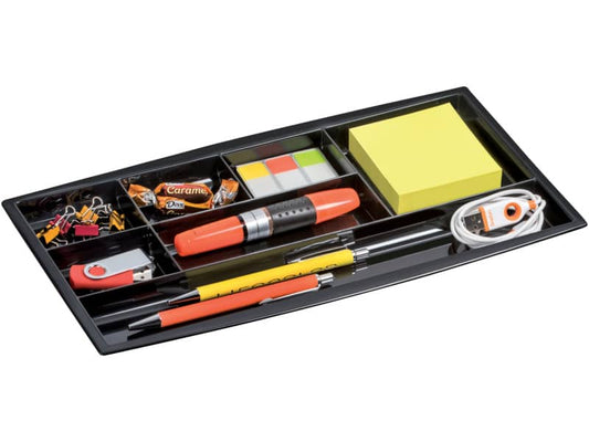 Organizer da cassetto CEP in polistirolo con 7 scomparti nero 34,4x16,8x2 cm - 1014940161