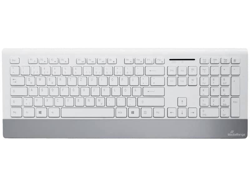 Set tastiera e mouse wireless Media Range serie highline QWERTZ, bianco/argento - MROS106