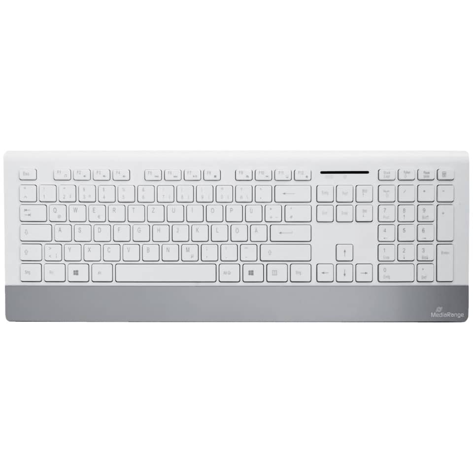 Set tastiera e mouse wireless Media Range serie highline QWERTZ, bianco/argento - MROS106