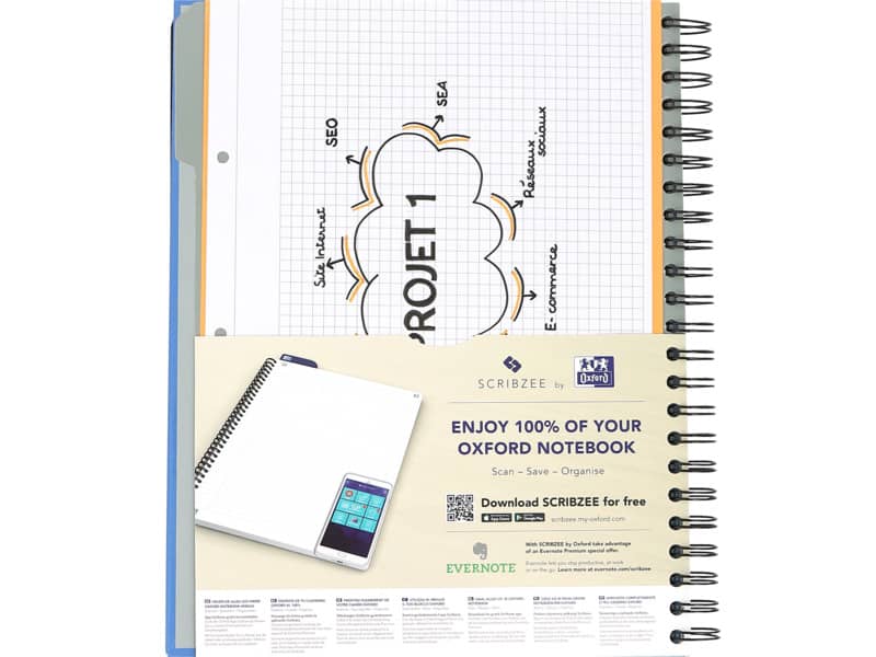 Quaderno spiralato OXFORD European Book Oxford Office Essentials A4+ assortiti quadretti 5 mm - 100104738