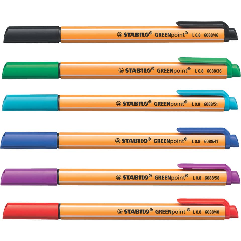 Penna con punta in fibra Stabilo GREENpoint 0,8 mm blu 6088/41