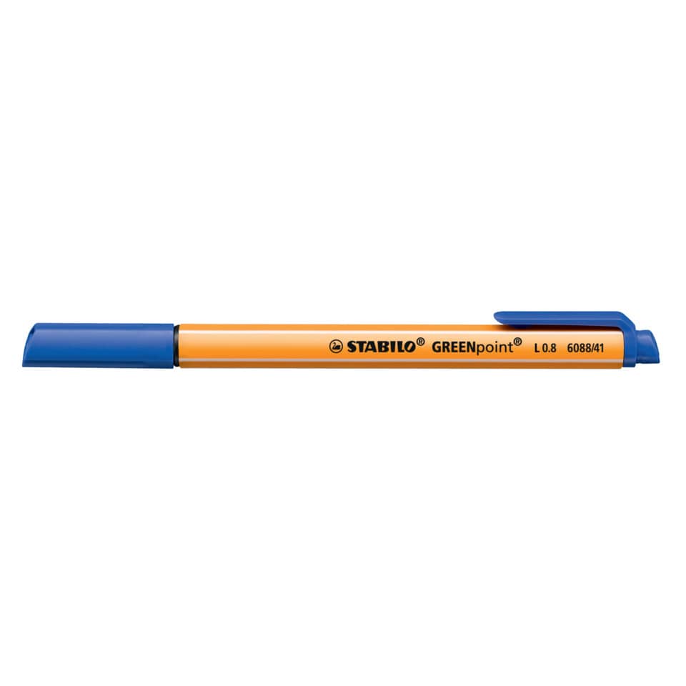 Penna con punta in fibra Stabilo GREENpoint 0,8 mm blu 6088/41