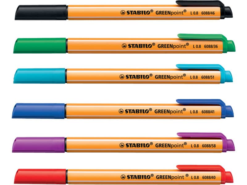 Penna con punta in fibra Stabilo GREENpoint 0,8 mm nero 6088/46
