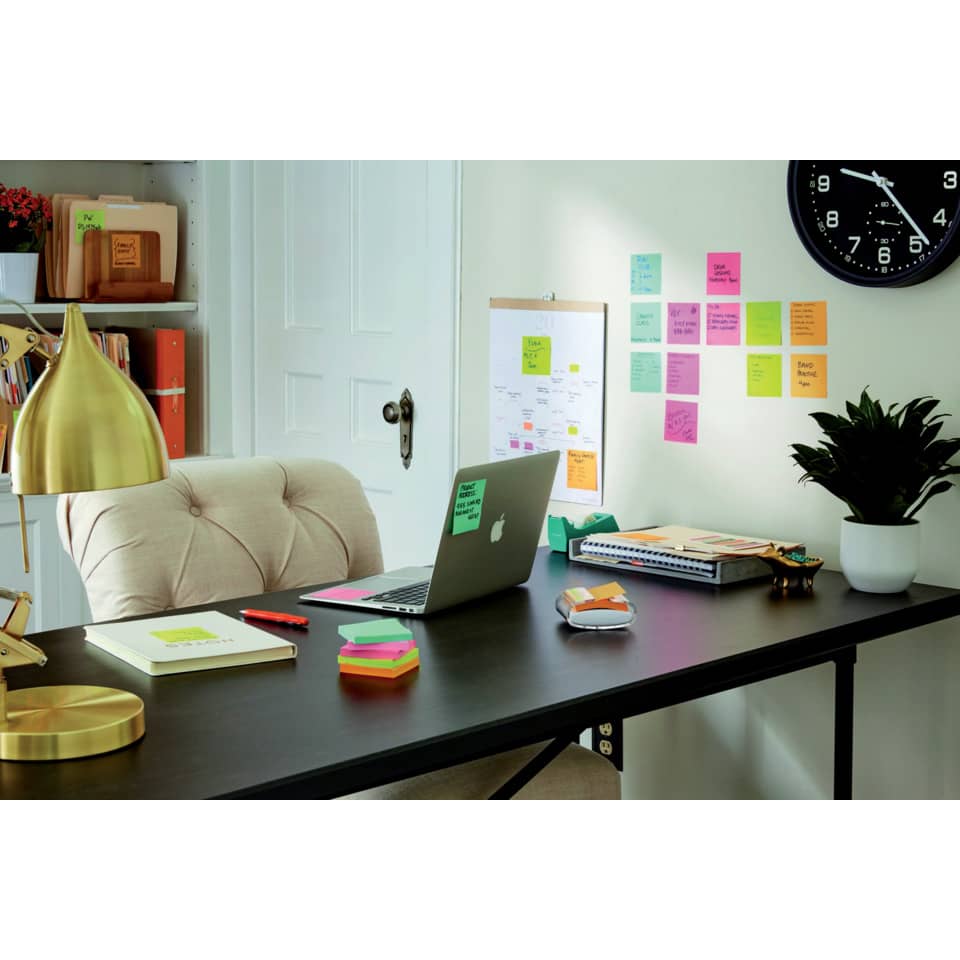 Foglietti riposizionabili Post-it® Super Sticky Miami 76x76 mm assortiti conf. 6 blocc. da 90 ff - 654-6SS-MIA