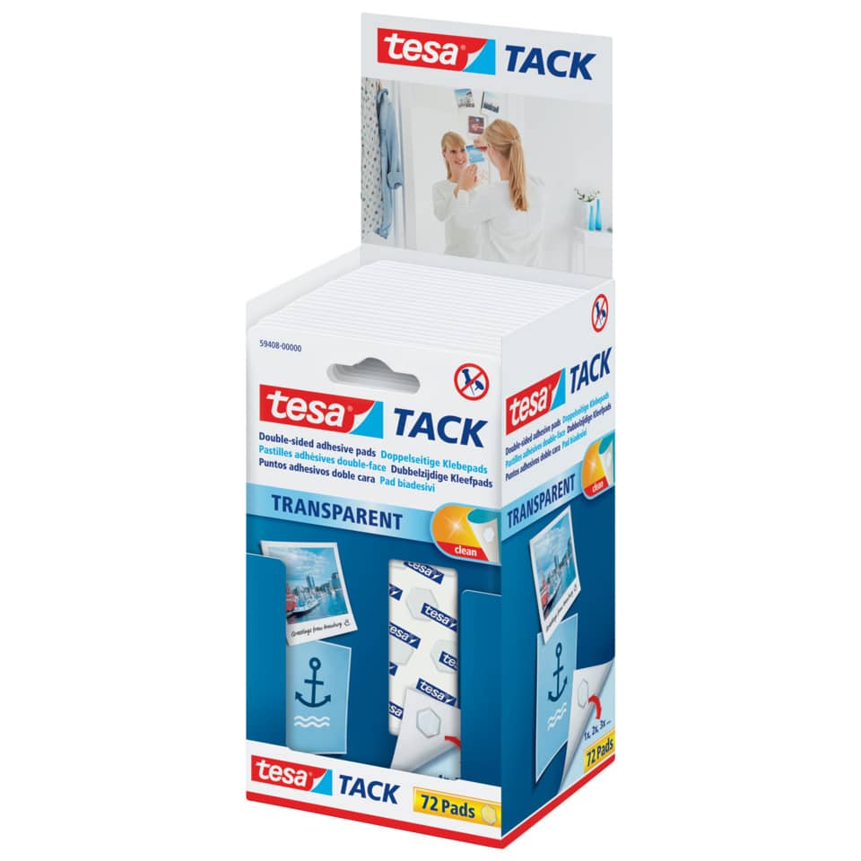 Pastiglie biadesive tesa TACK® Pads trasparenti 1 cm² trasparente conf. 72 pastiglie - 59408-00000-00