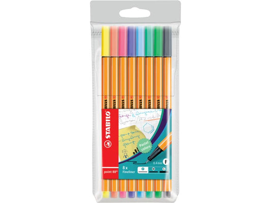 Fineliner Stabilo Point 88 0,4 mm assortiti in colori pastello astuccio da 8 - 88/8-01