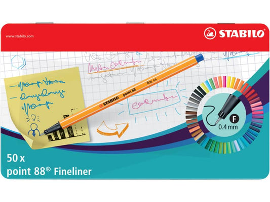 Fineliner Stabilo Point 88 0,4 mm assortiti scatola in metallo da 50 - 8850-6