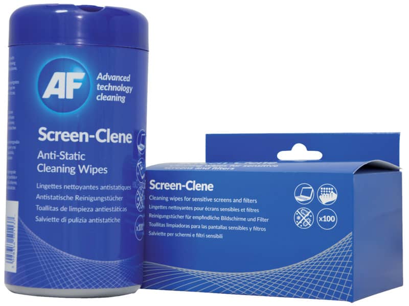 Salviette detergenti AF International SCR100T Screen-Clene Barattolo da 100 salviette - ASCR100T