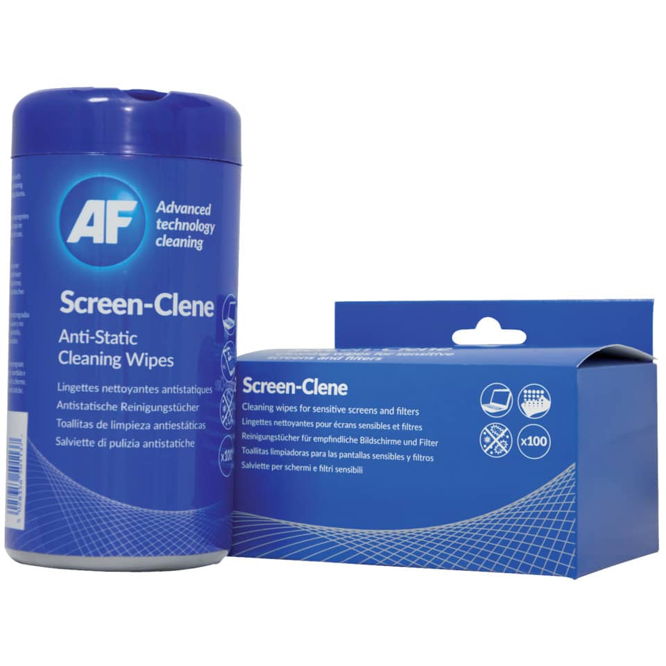 Salviette detergenti AF International SCR100T Screen-Clene Barattolo da 100 salviette - ASCR100T