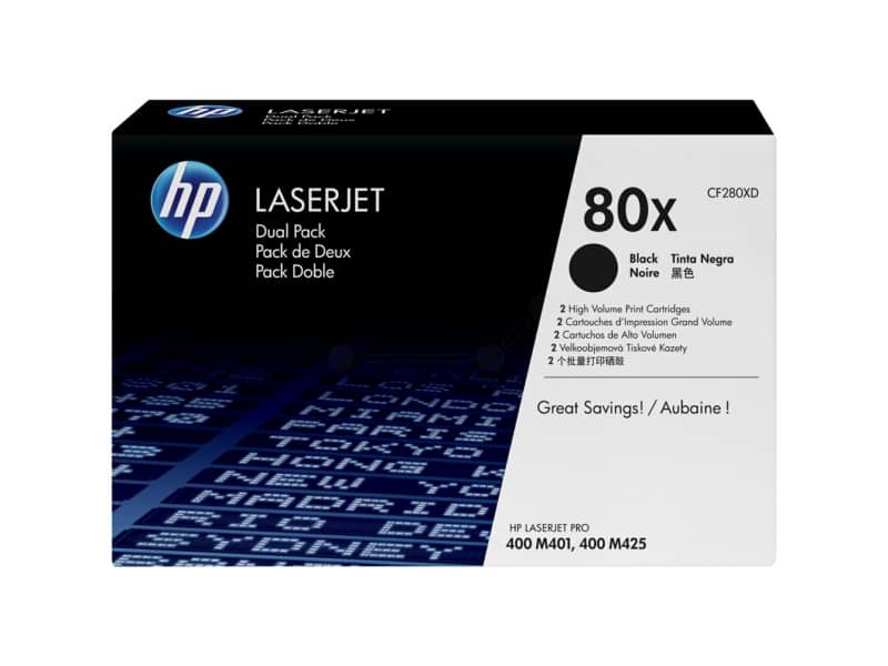 Toner alta capacità 80X HP nero  Conf. 2 - CF280XD