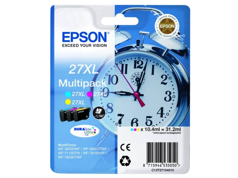cartucce inkjet Sveglia 27XL Epson ciano+magenta+giallo Conf. 3 - C13T27154012