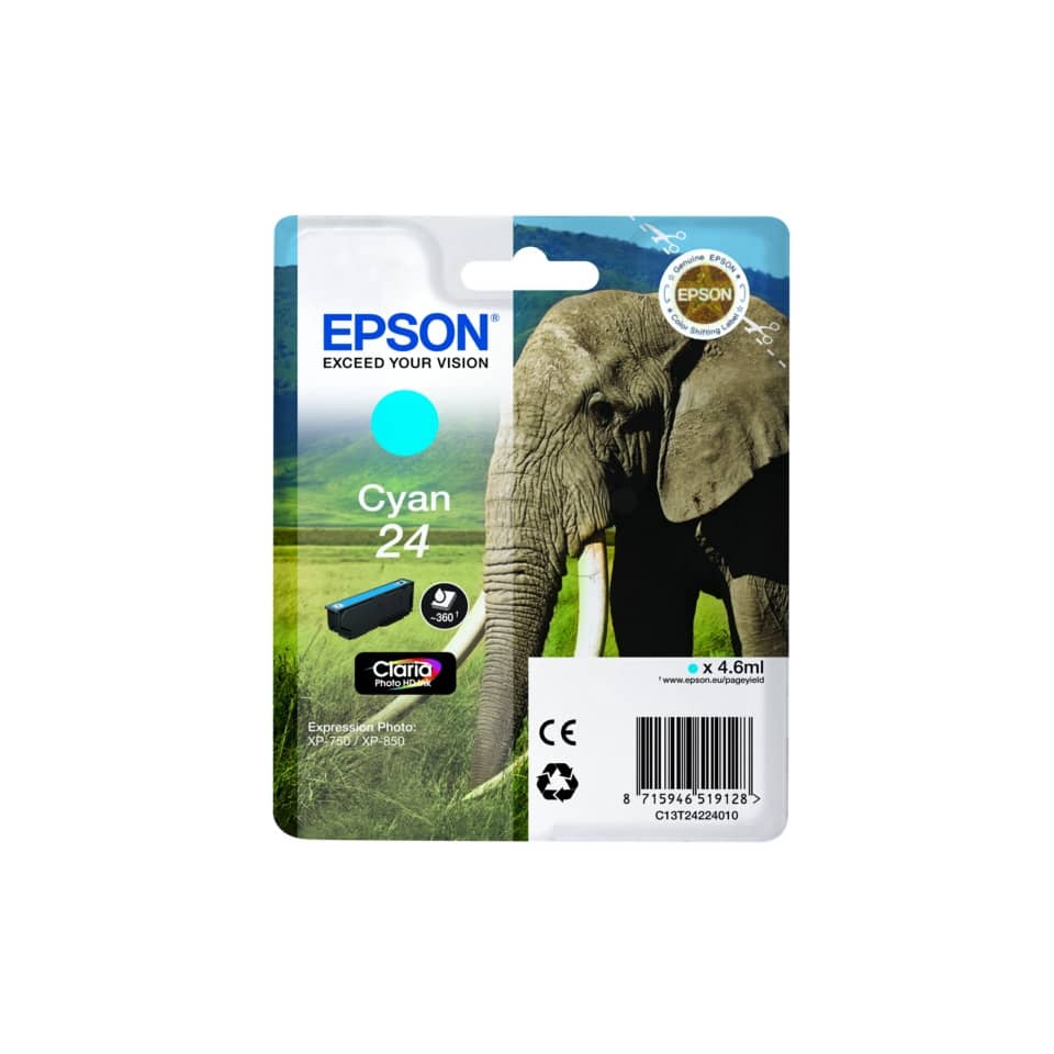 Cartuccia inkjet Elefante 24 Epson ciano  C13T24224012